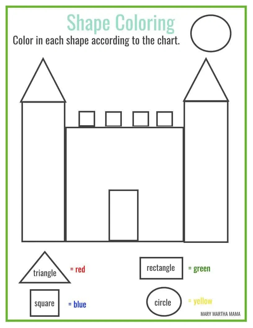 Shapes Worksheets For Preschool [Free Printables] – Mary Martha Mama pertaining to Preschool Free Printable Worksheets Shapes