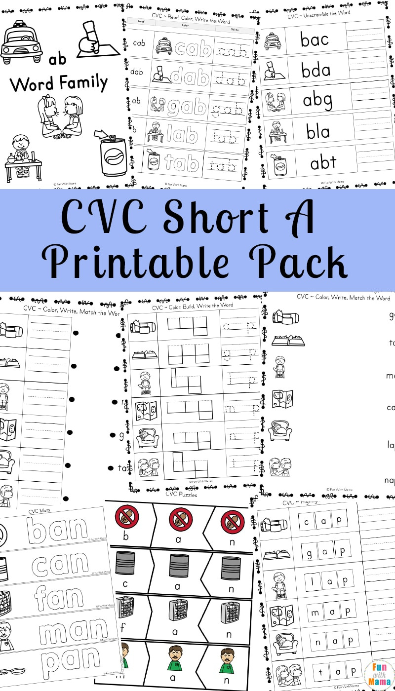 Short A Worksheets Cvc Words with regard to Free Printable Short A Worksheets