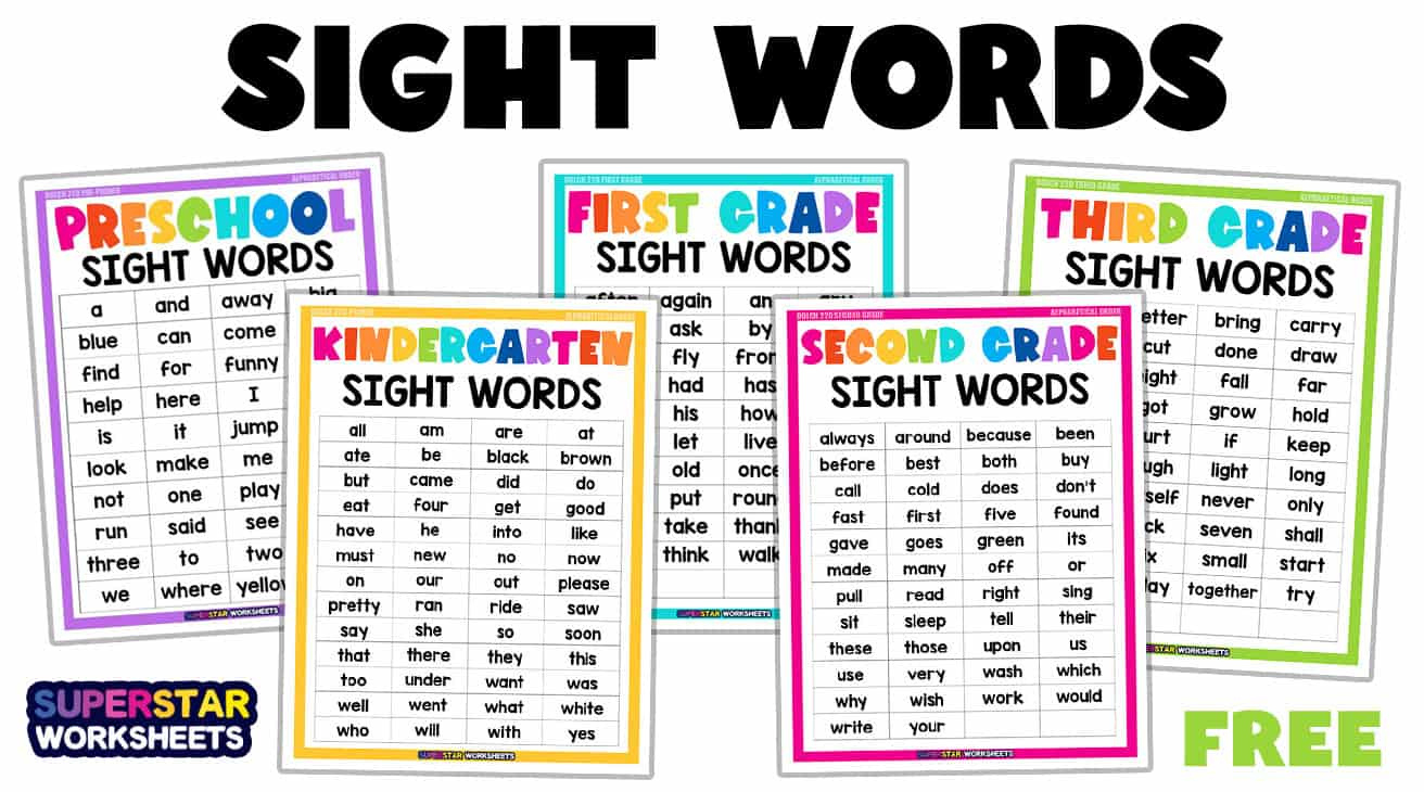 Sight Words - Superstar Worksheets for Sight Word Worksheets Free Printable