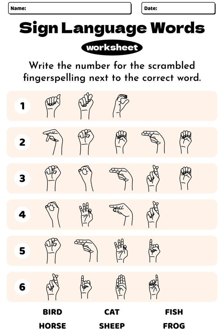 Sign Language Words Worksheets - 10 Free Pdf Printables | Printablee throughout Free Printable Asl Worksheets For Beginners