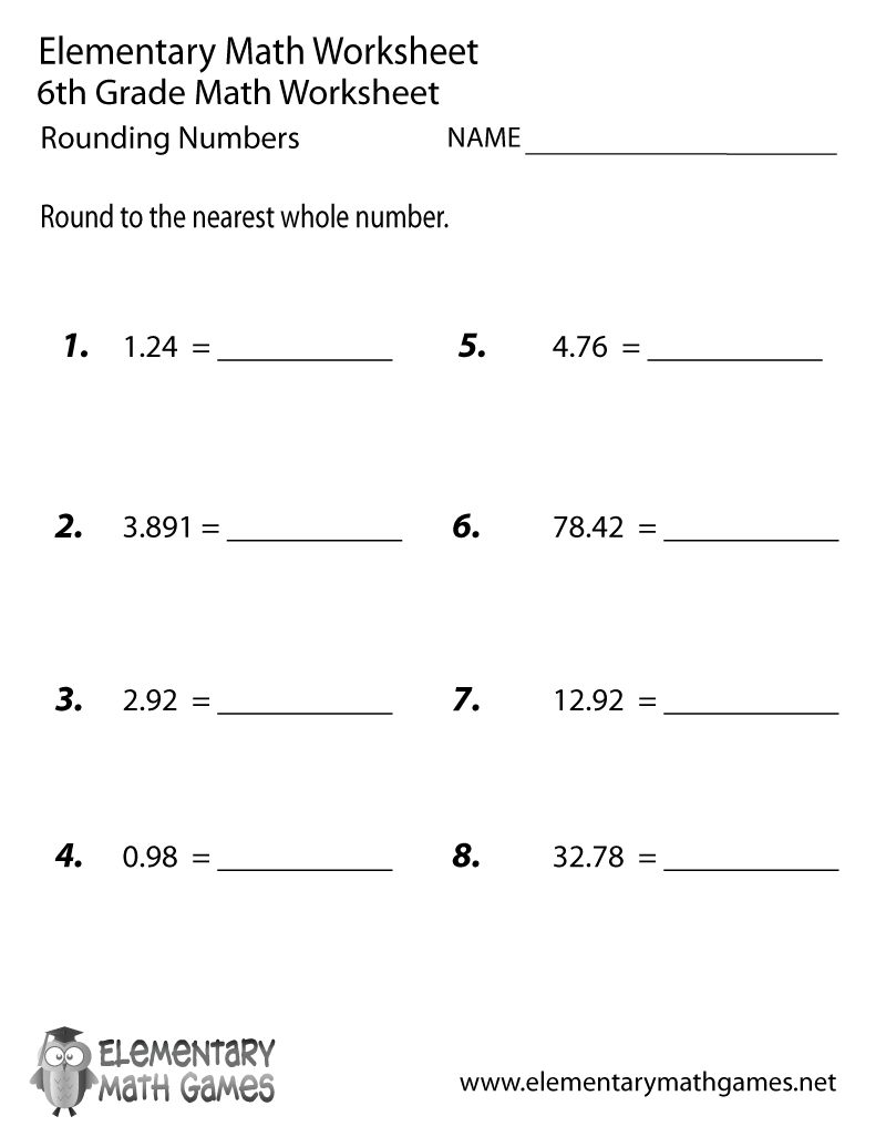 Sixth Grade Rounding Numbers Worksheet with regard to 6th Grade Free Printable Worksheets