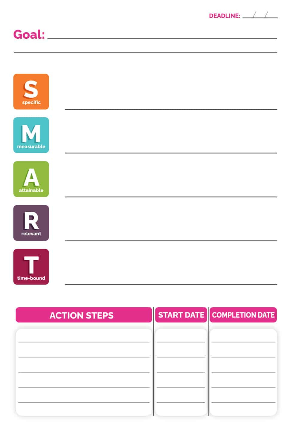 Smart Goals Template With Smart Goals Examples For Students regarding Free Printable Smart Goals Worksheets