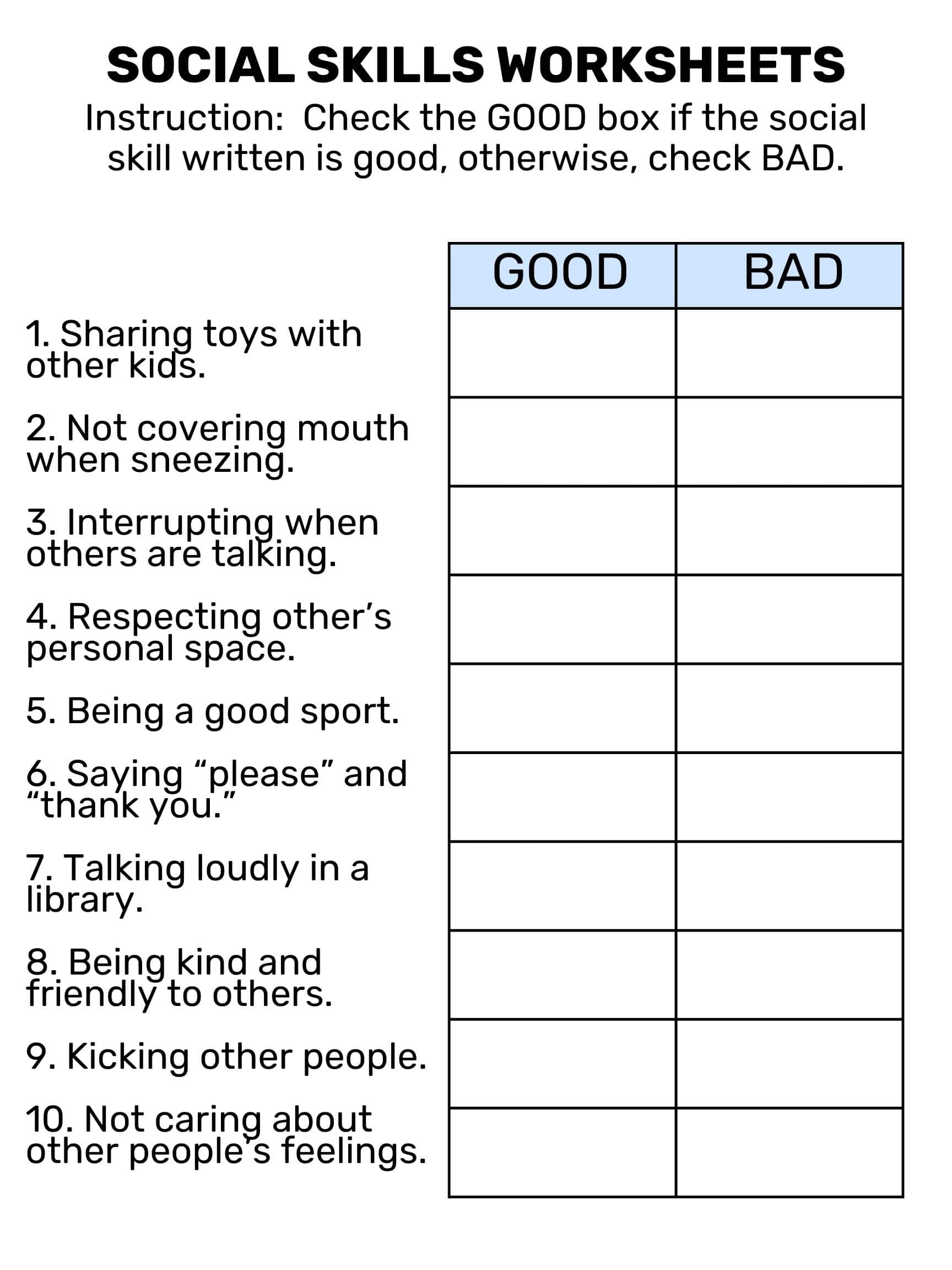 Social Skills Worksheets | Free Printable - Goally - Worksheets pertaining to Free Printable Social Skills Worksheets