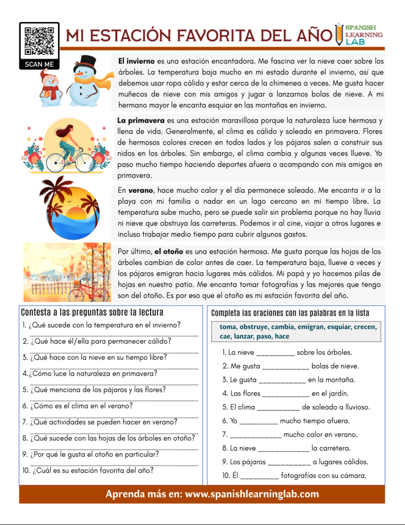 Spanish Reading Worksheets Archives - Spanish Learning Lab for Free Printable Reading Comprehension Worksheets In Spanish
