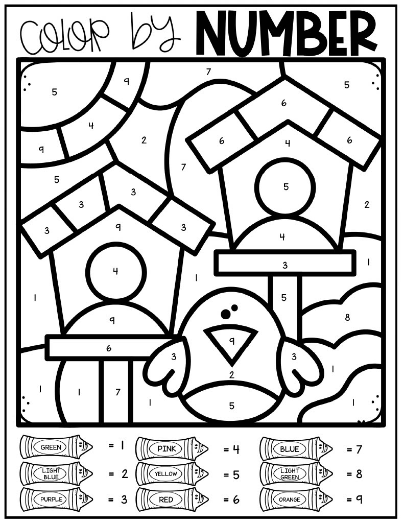 Spring Colornumber - Kids Activity Zone in Color By Numbers Free Printable Worksheets