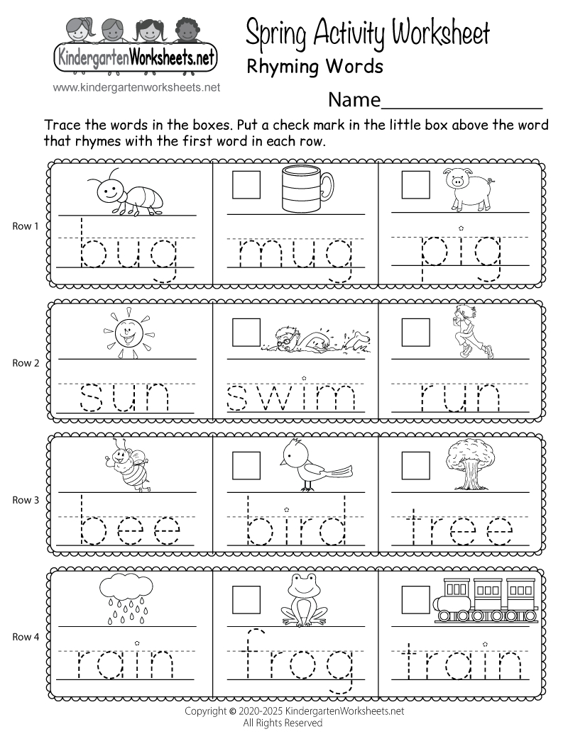 Spring Rhyming Words Activity Worksheet - Free Printable, Digital with regard to Rhyming Worksheets Free Printable