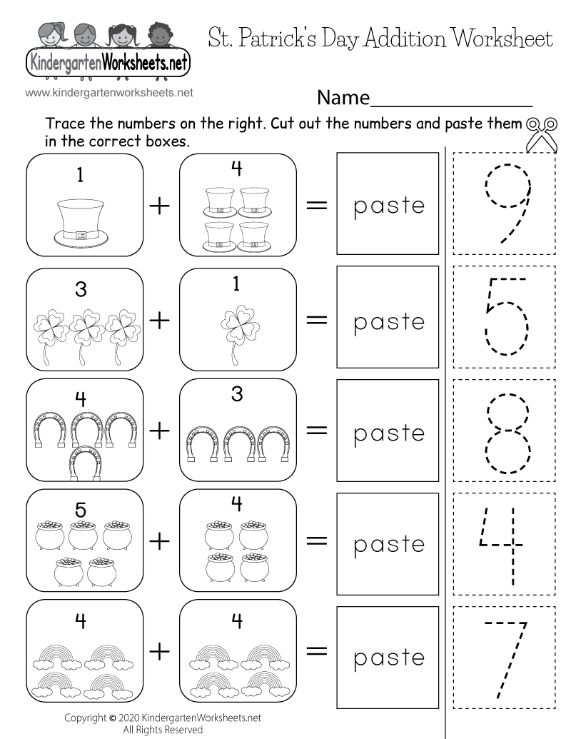 St. Patrick&amp;#039;S Day Addition Worksheet - Free Printable, Digital, &amp;amp; Pdf pertaining to Free Printable Kindergarten Addition Worksheets