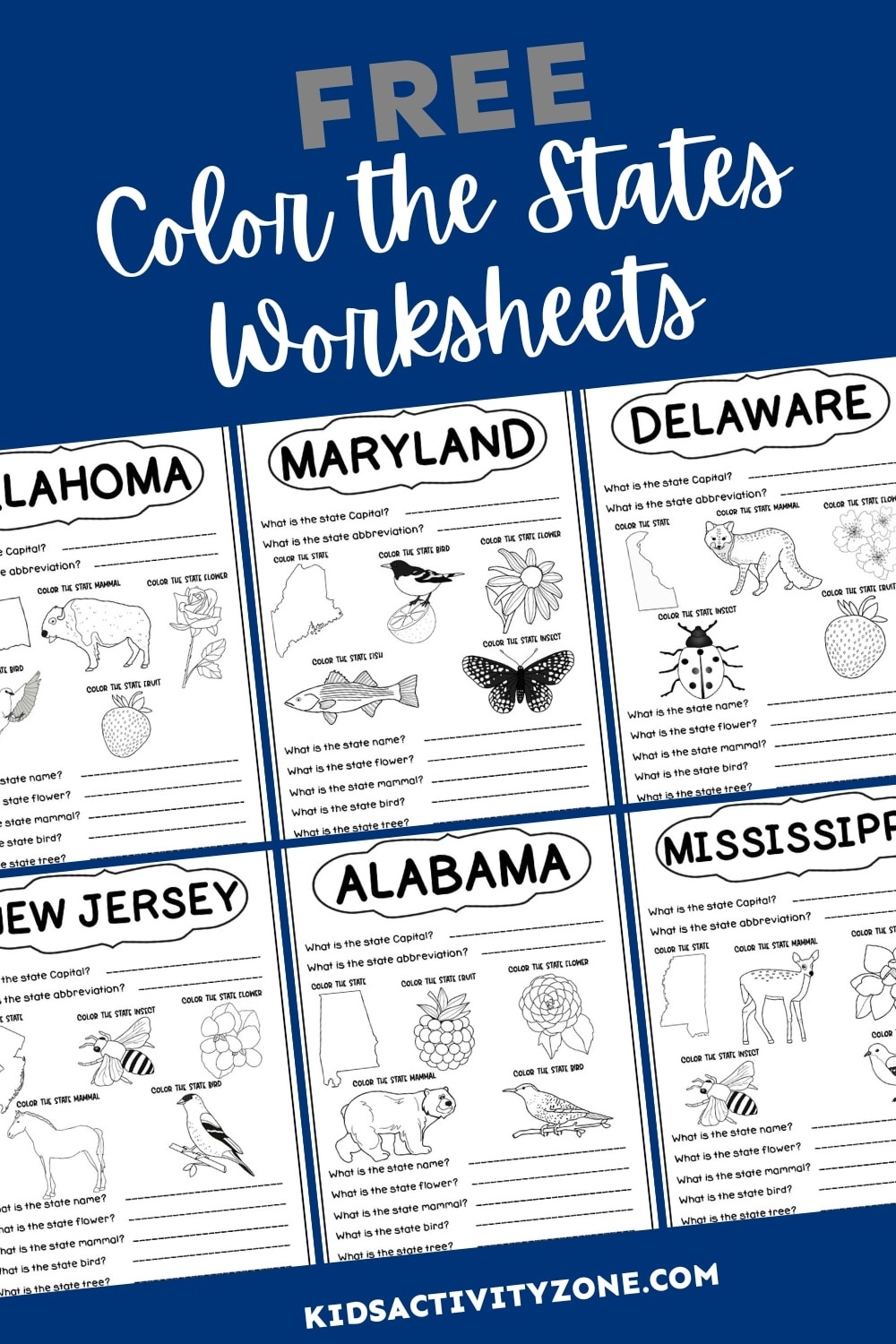 States And Capitals Worksheets - Kids Activity Zone for Free Printable State and Capital Worksheets