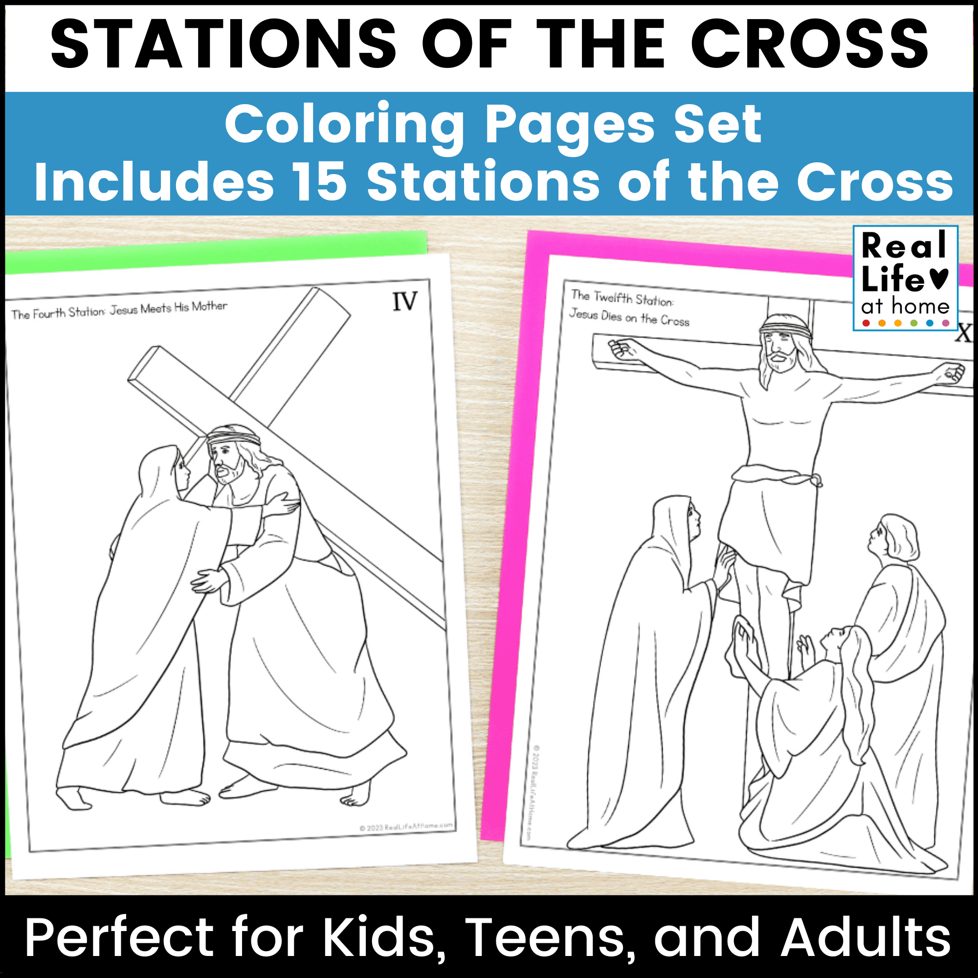 Stations Of The Cross Coloring Pages Set In English And Spanish regarding Free Printable Stations Of The Cross Worksheets