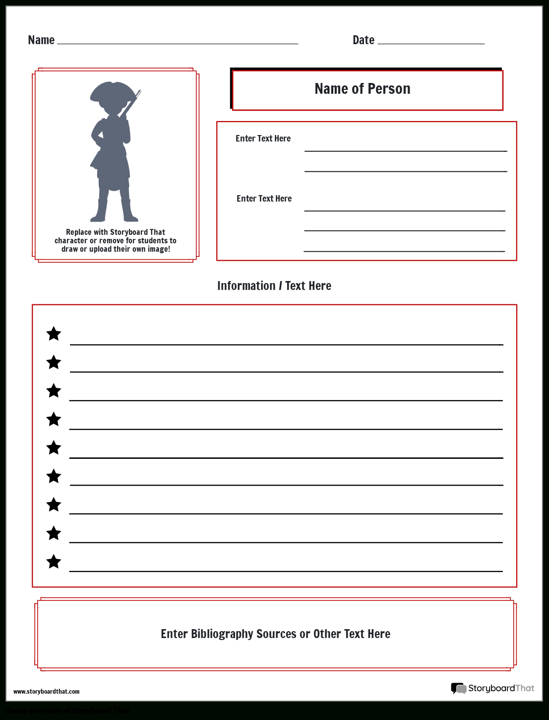 Storyboard That: Biography Worksheet Templates within Free Printable Biography Worksheets