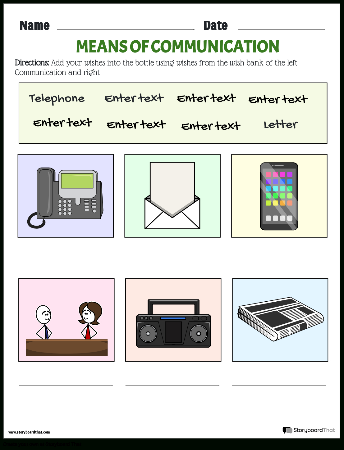 Storyboard That: Communication Worksheets For Education in Free Printable Communication Skills Worksheets