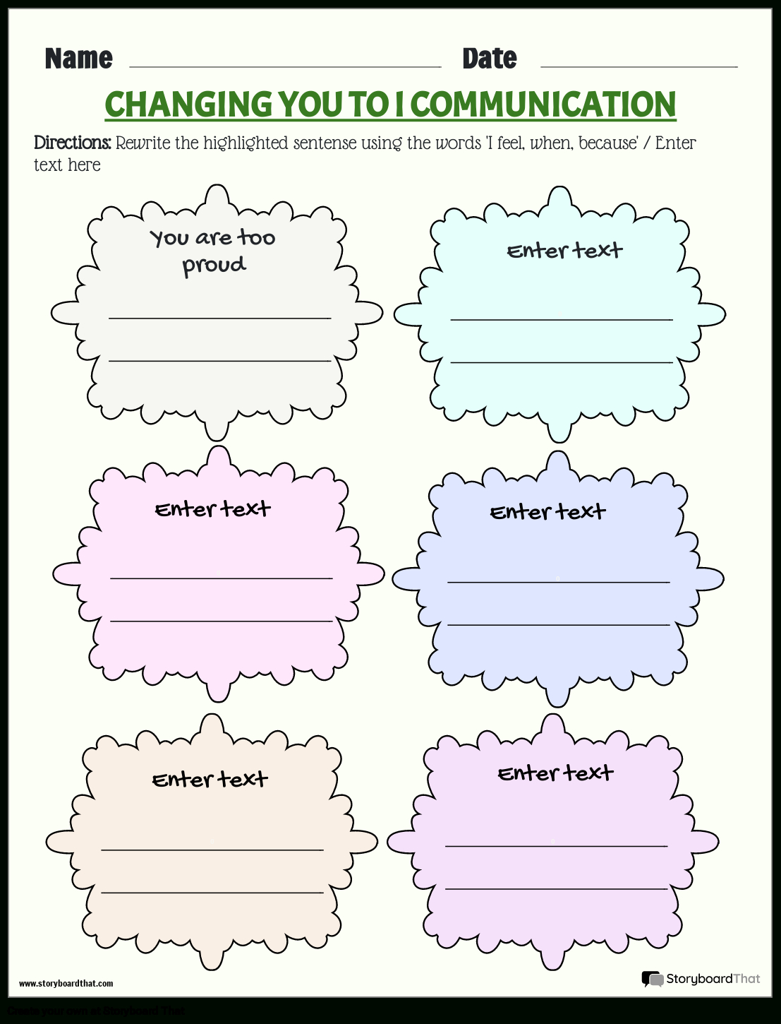 Storyboard That: Communication Worksheets For Education throughout Free Printable Communication Skills Worksheets
