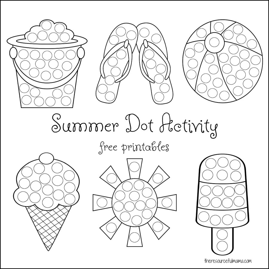 Summer Dot Activity {Free Printables} - The Resourceful Mama in Free Printable Dot Paint Worksheets