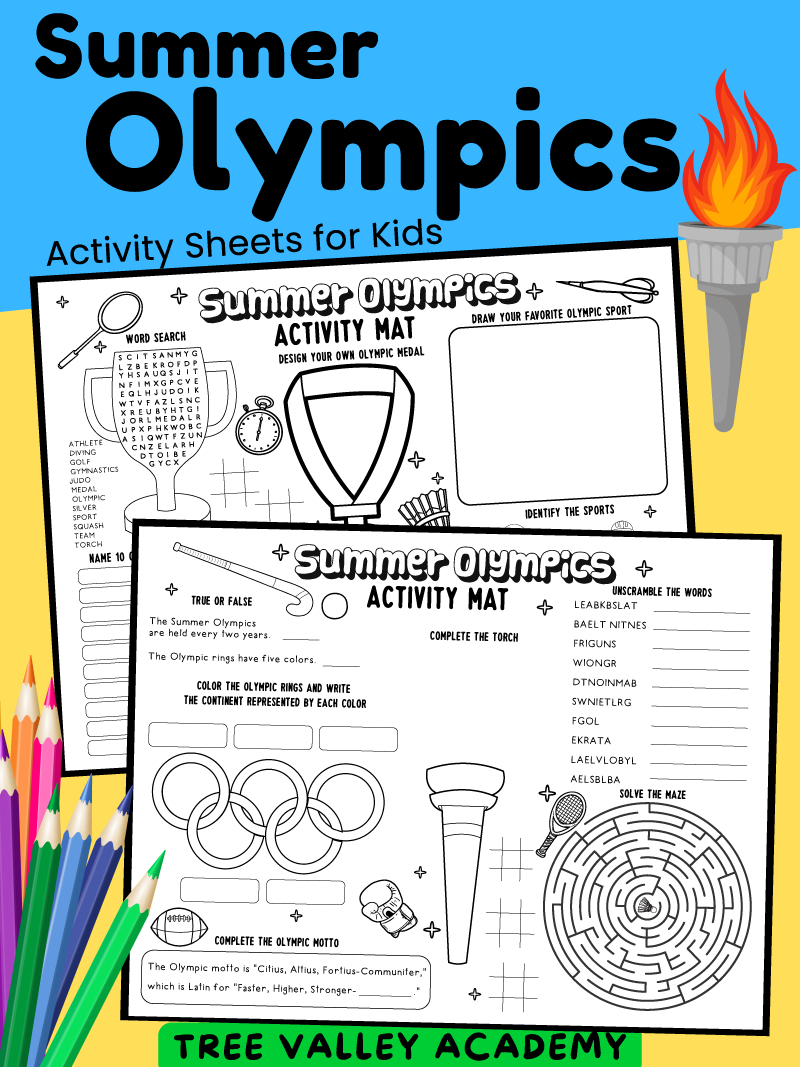 Summer Olympic Activity Sheets - Tree Valley Academy with regard to Free Printable Preschool Olympics Worksheets