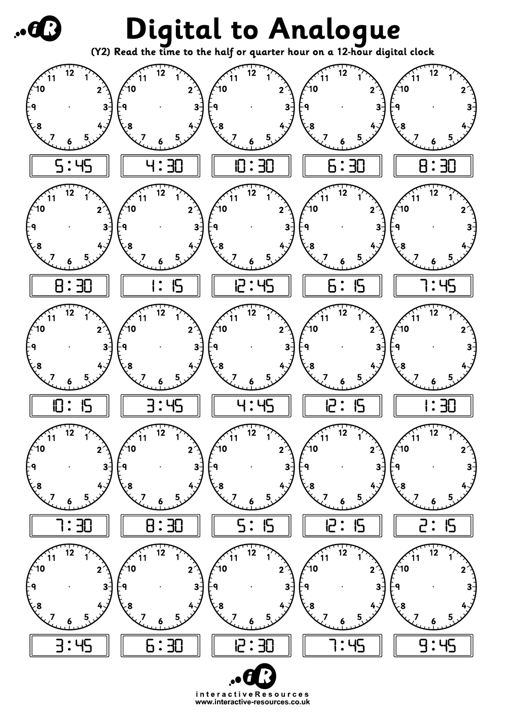 Teaching Time - Free Telling Time Worksheets within Free Printable Clock Worksheets