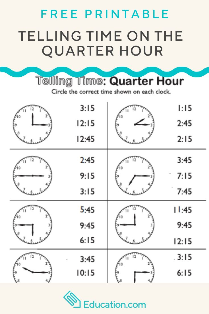 Telling Time On The Quarter Hour: Match It | Interactive Worksheet throughout Free Printable Time Worksheets