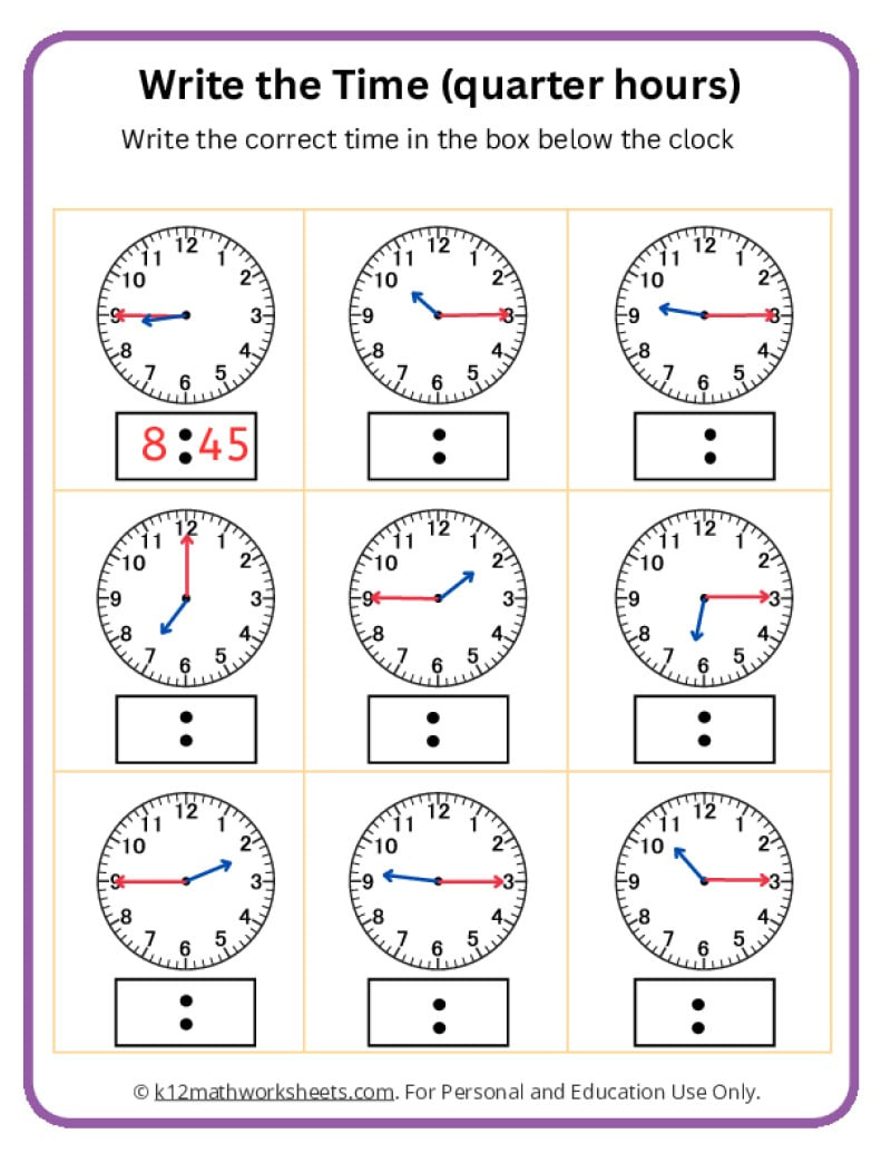 Telling Time Worksheets for Free Clock Worksheets Printable
