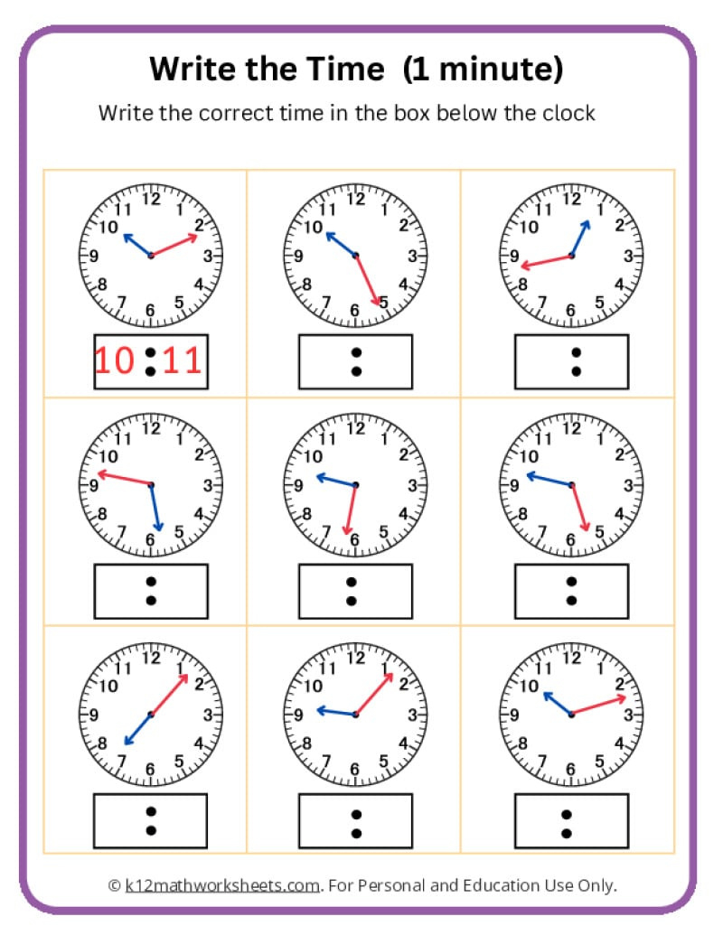 Telling Time Worksheets with regard to Free Printable Time Clock Worksheets