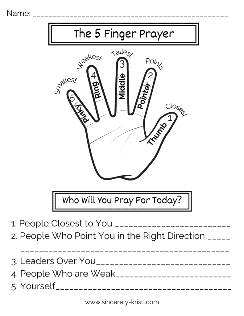 The Five Finger Prayer Method | Free Printables Included regarding Free Printable Prayer Worksheets