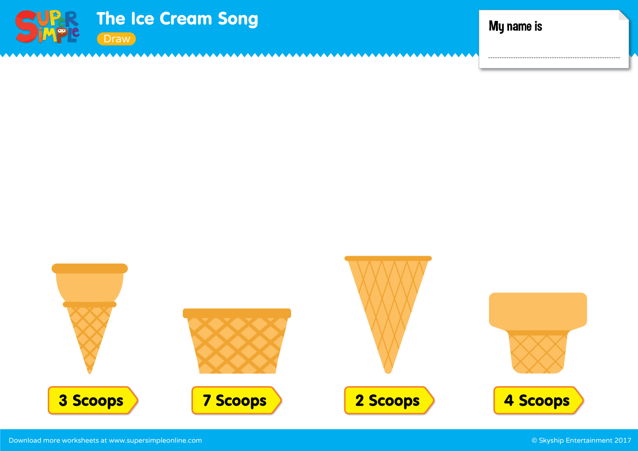 The Ice Cream Song - Draw - Super Simple throughout Free Printable Ice Cream Worksheets
