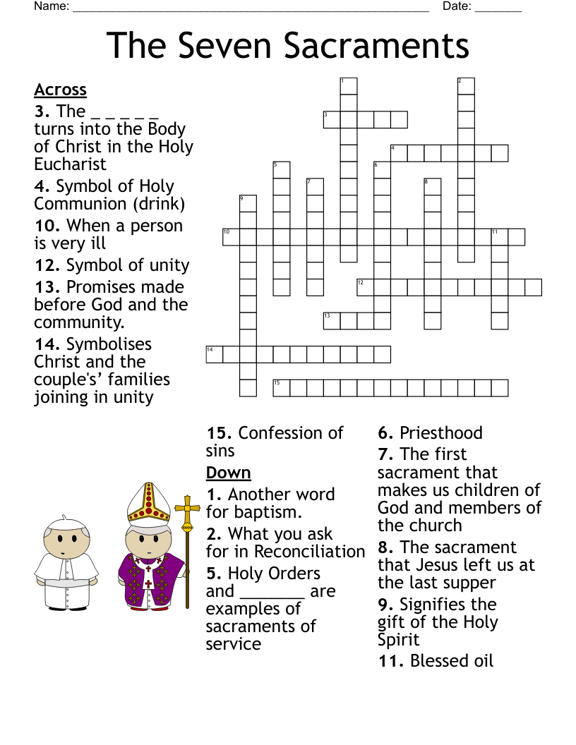 The Seven Sacraments Crossword - Wordmint pertaining to Free Printable 7 Sacraments Worksheets