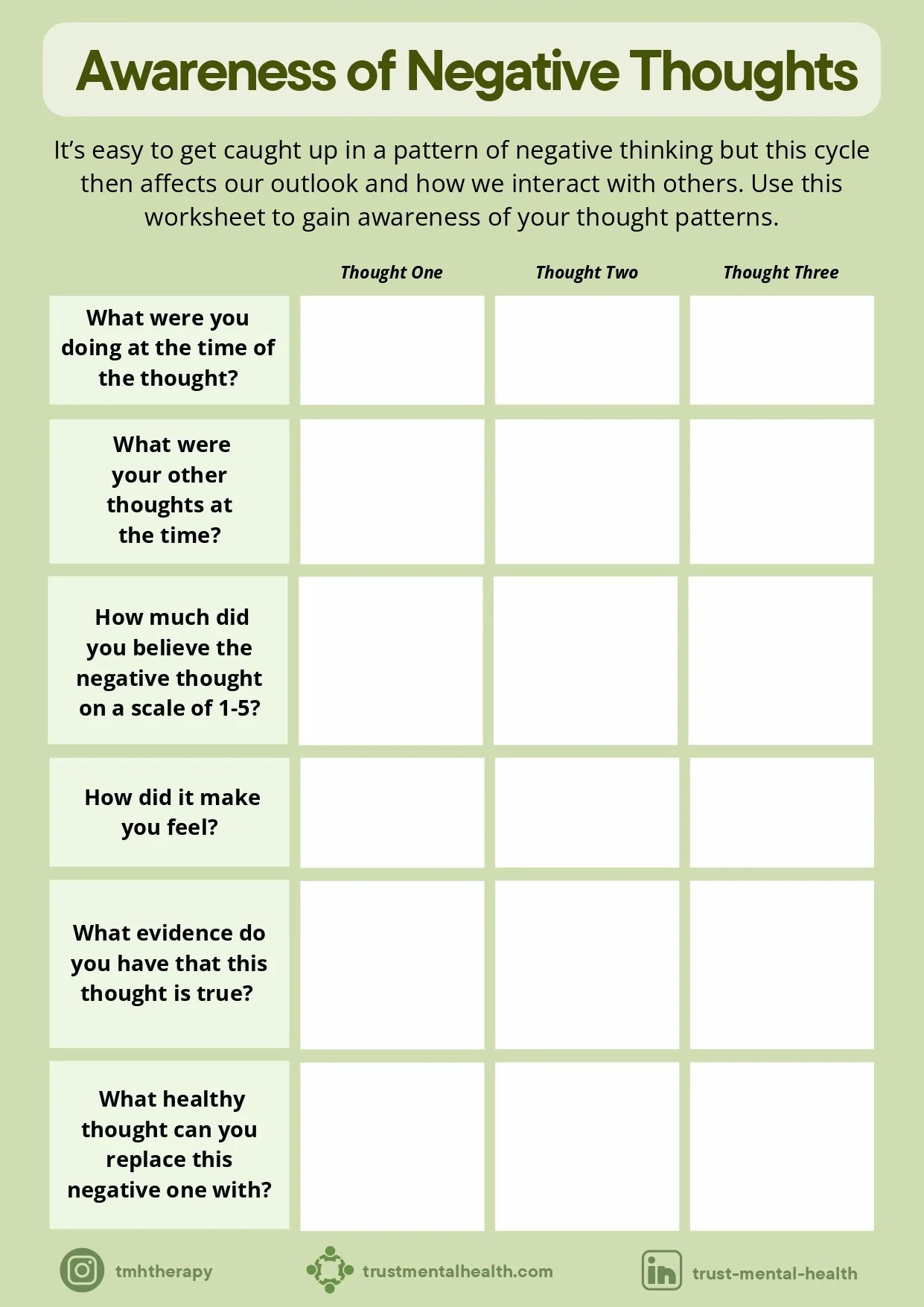 Therapy Worksheets | Cbt Worksheets | Trust Mental Health intended for Free Printable Mental Health Group Activity Worksheets
