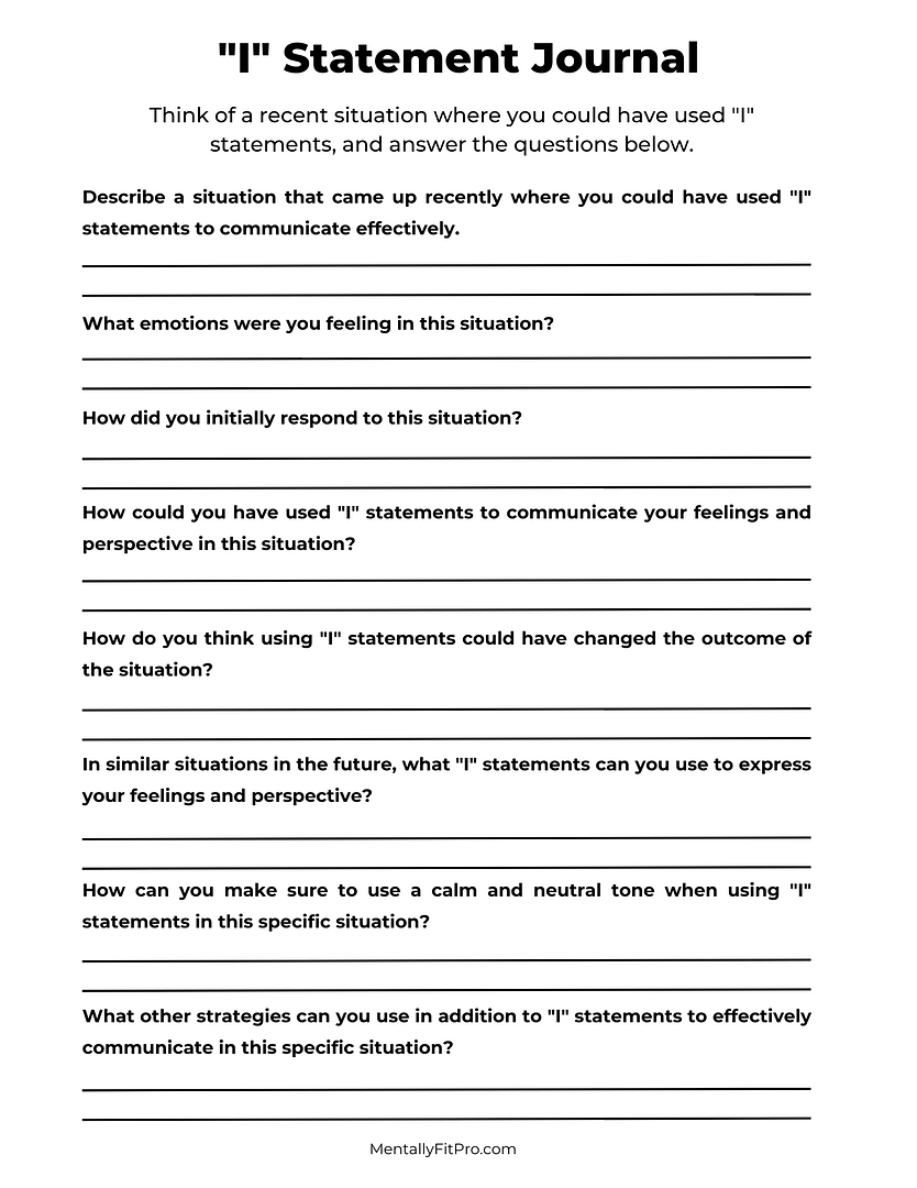 Therapy Worksheets | Mentally Fit Pro - Worksheets Library inside Free Printable I Statements Worksheets For Adults
