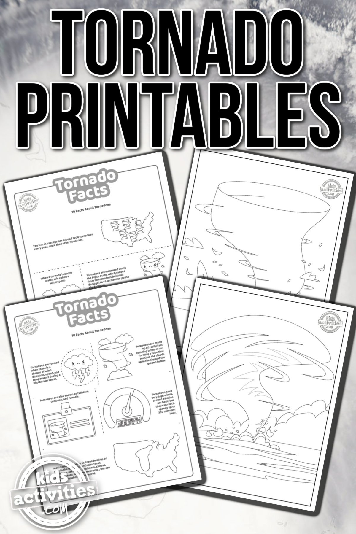 Tornado Coloring Pages + Tornado Facts For Kids Printables | Kids with regard to Free Printable Tornado Worksheets