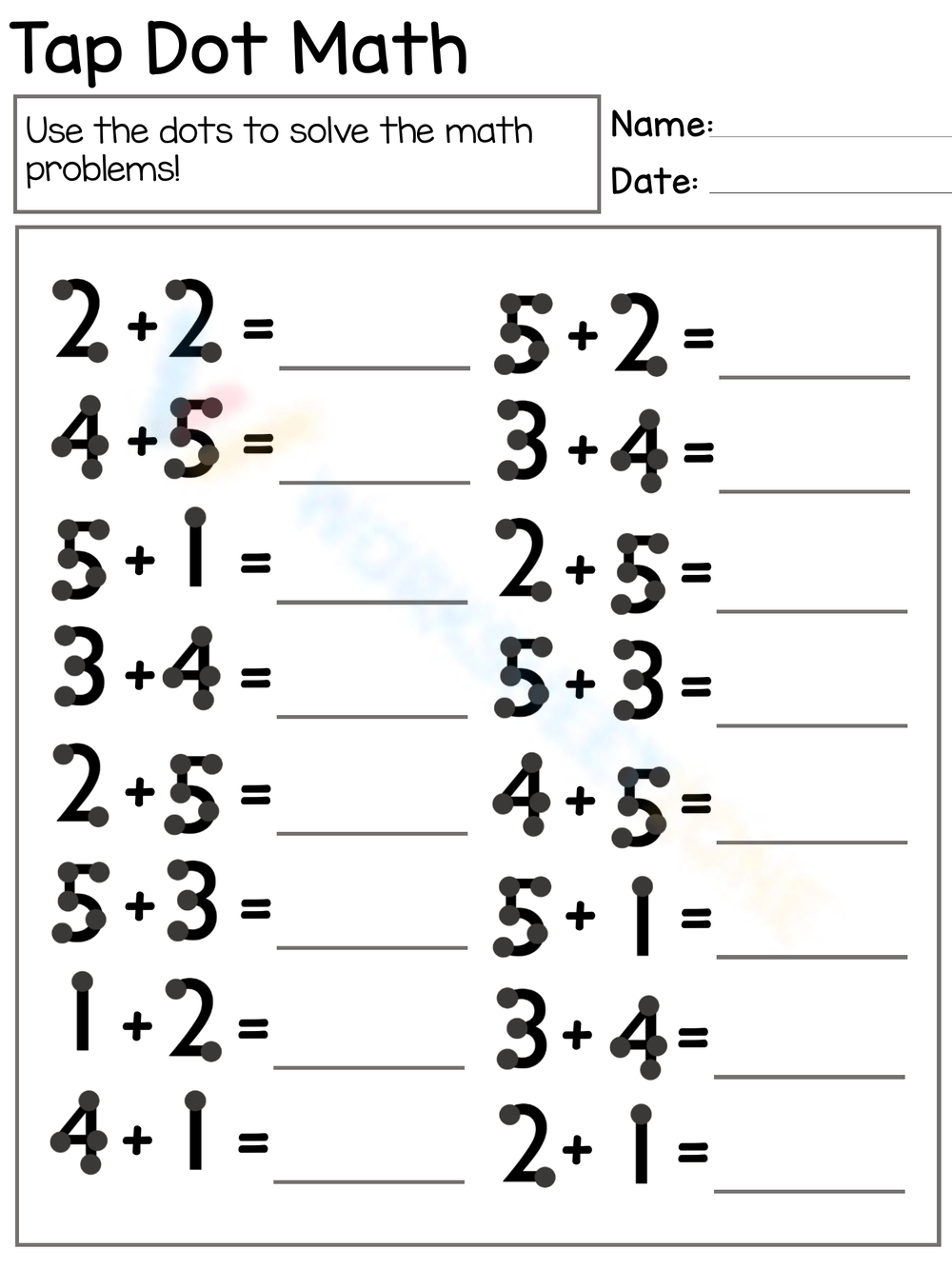 Touch Math Worksheets regarding Free Printable Touch Math Worksheets