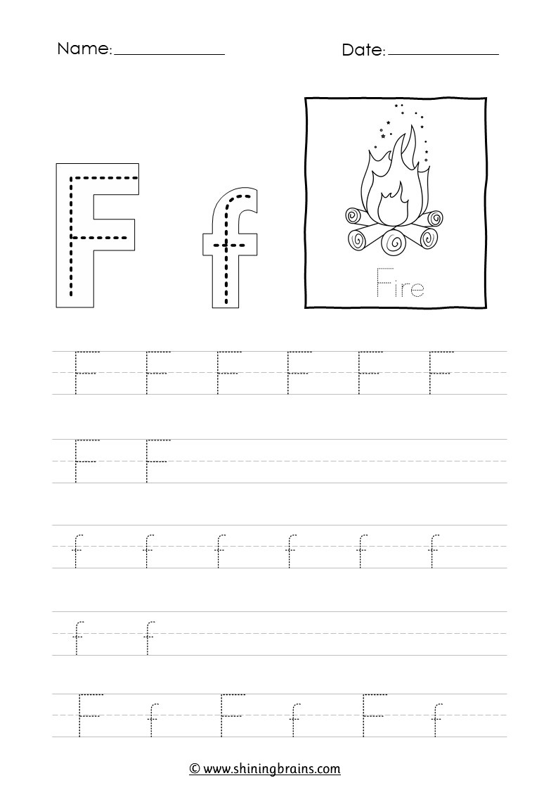 Tracing Letter F F Worksheet with Free Printable Letter F Tracing Worksheets