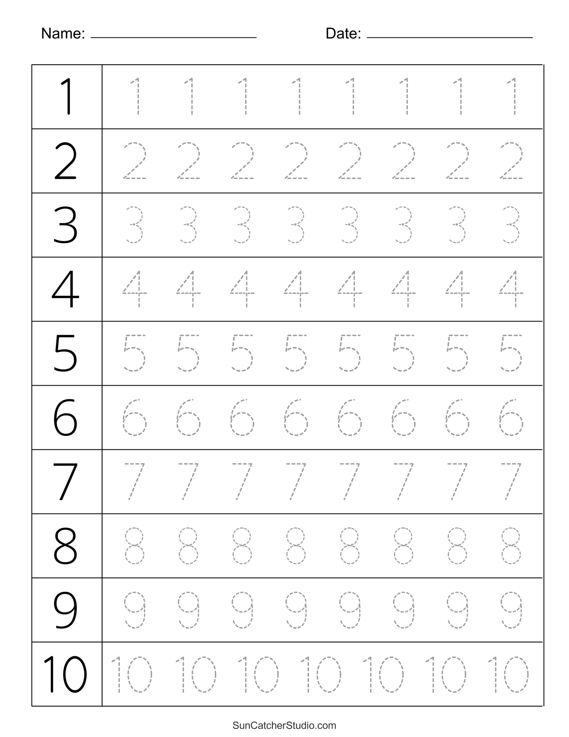 Tracing Numbers (Free Printable Practice Pdf Worksheets) – Free throughout Free Printable Preschool Worksheets Tracing Numbers