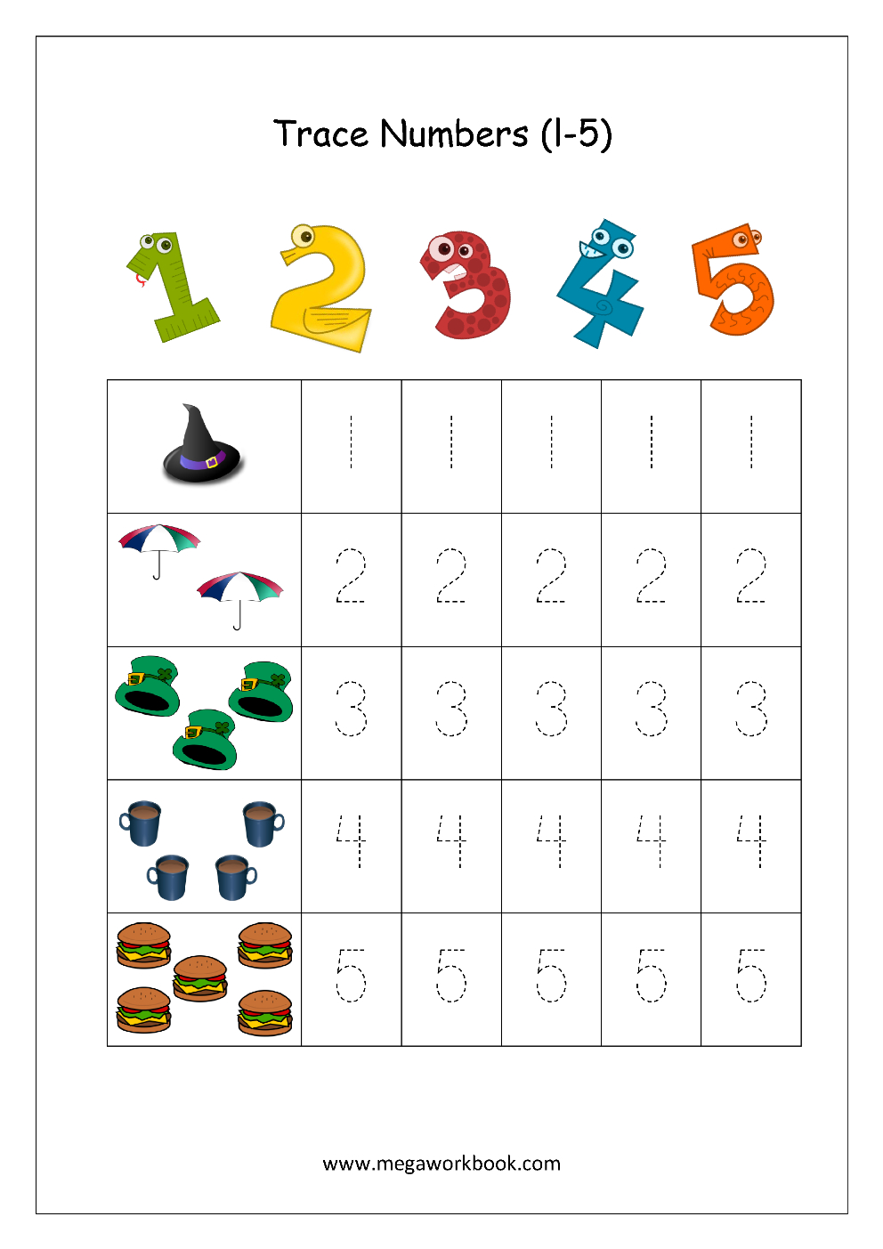 Tracing Numbers - Number Tracing Worksheets - Tracing Numbers 1 To with Free Printable Tracing Numbers Worksheets For Kindergarten