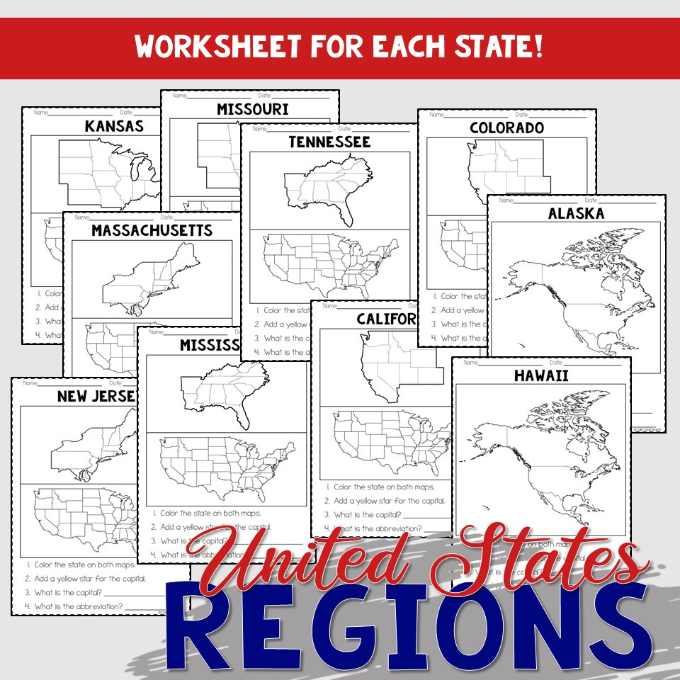 United States Regions Worksheets And Printables | Homeschool regarding Free Printable Us Regions Worksheets