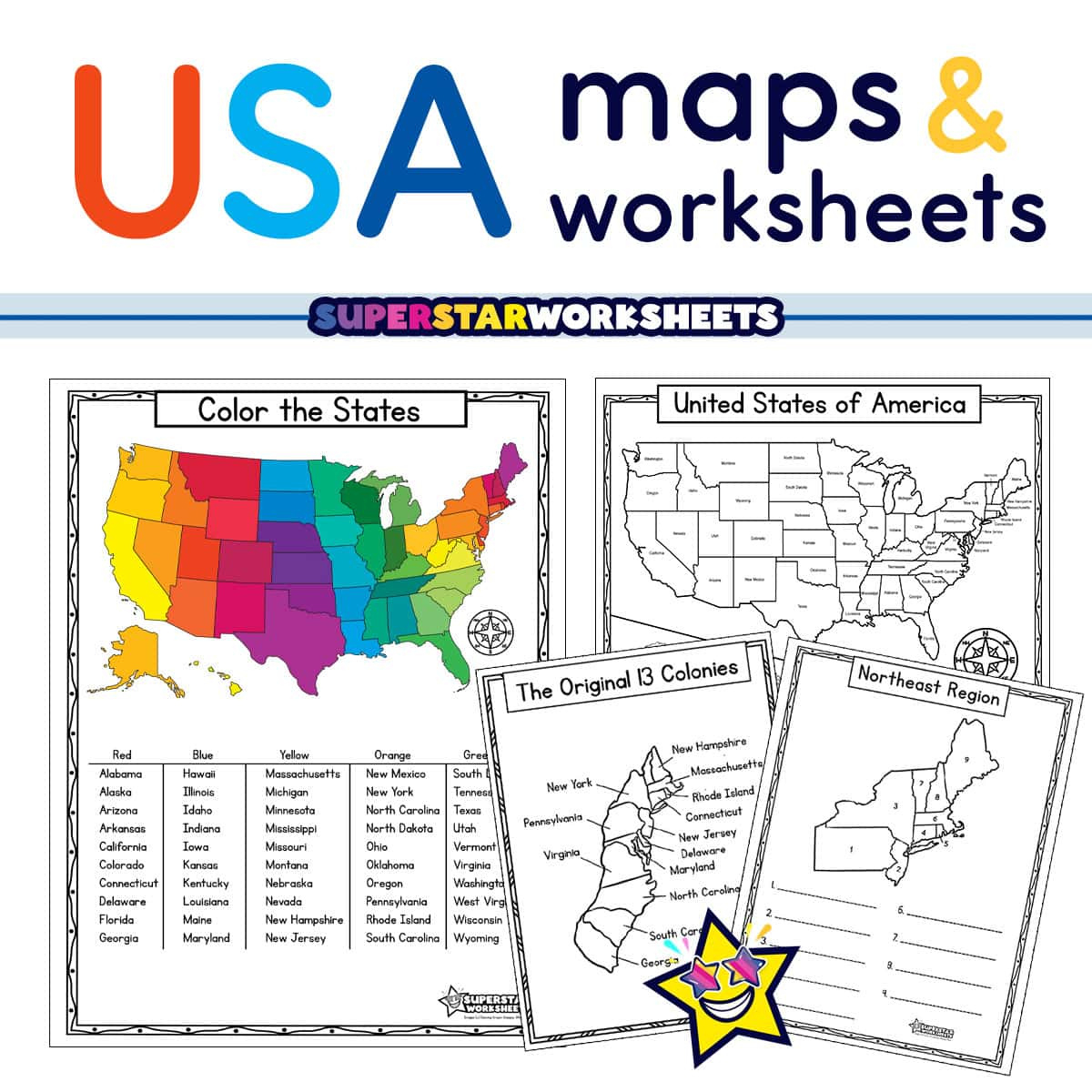 Usa Map Worksheets - Superstar Worksheets pertaining to Free Printable Us Regions Worksheets