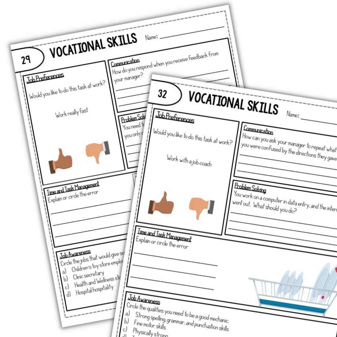 Vocational Skills Worksheets For Special Education Students with regard to Free Printable Job Skills Worksheets For Special Needs Students