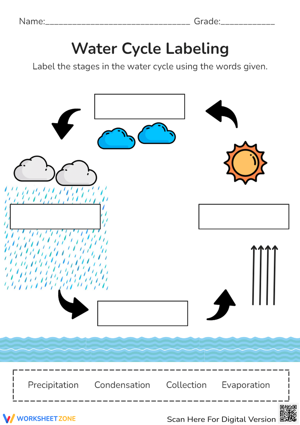 Water Cycle Worksheets regarding Free Printable Water Cycle Worksheets