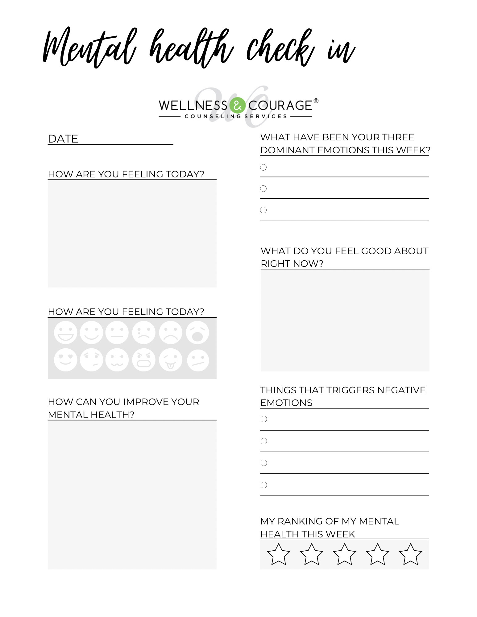Wellness &amp;amp; Courage | Self-Guided Worksheets — Wellness &amp;amp; Courage regarding Free Printable Mental Health Group Activity Worksheets