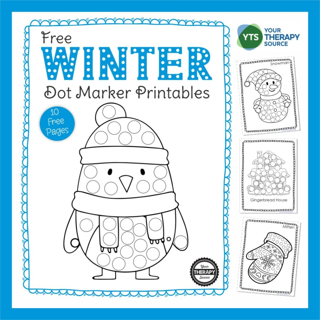 Winter Dot Art - Free Printable Packet - Your Therapy Source with Do A Dot Worksheets Free Printable