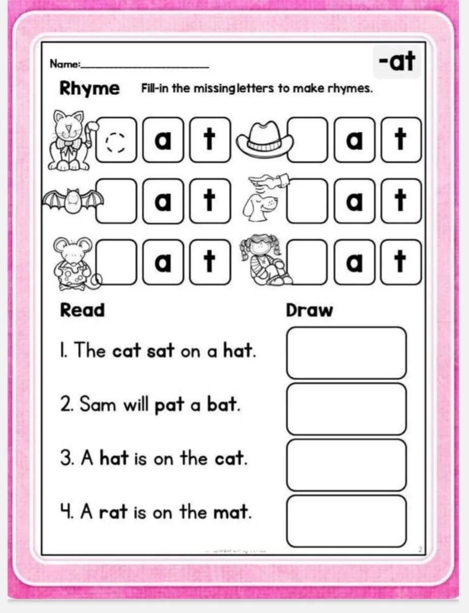 Word Family Worksheets - Activity School For Kids within Word Family Free Printable Worksheets
