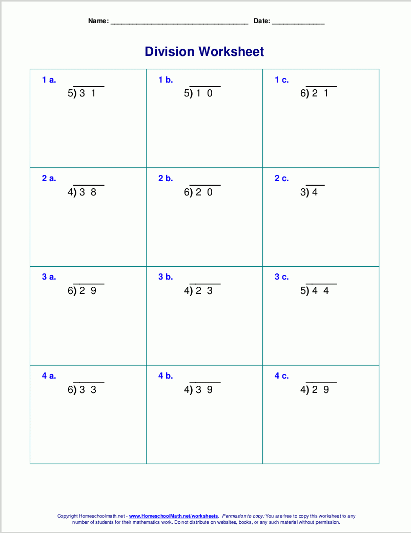 Worksheets For Division With Remainders for Free Printable Long Division Worksheets