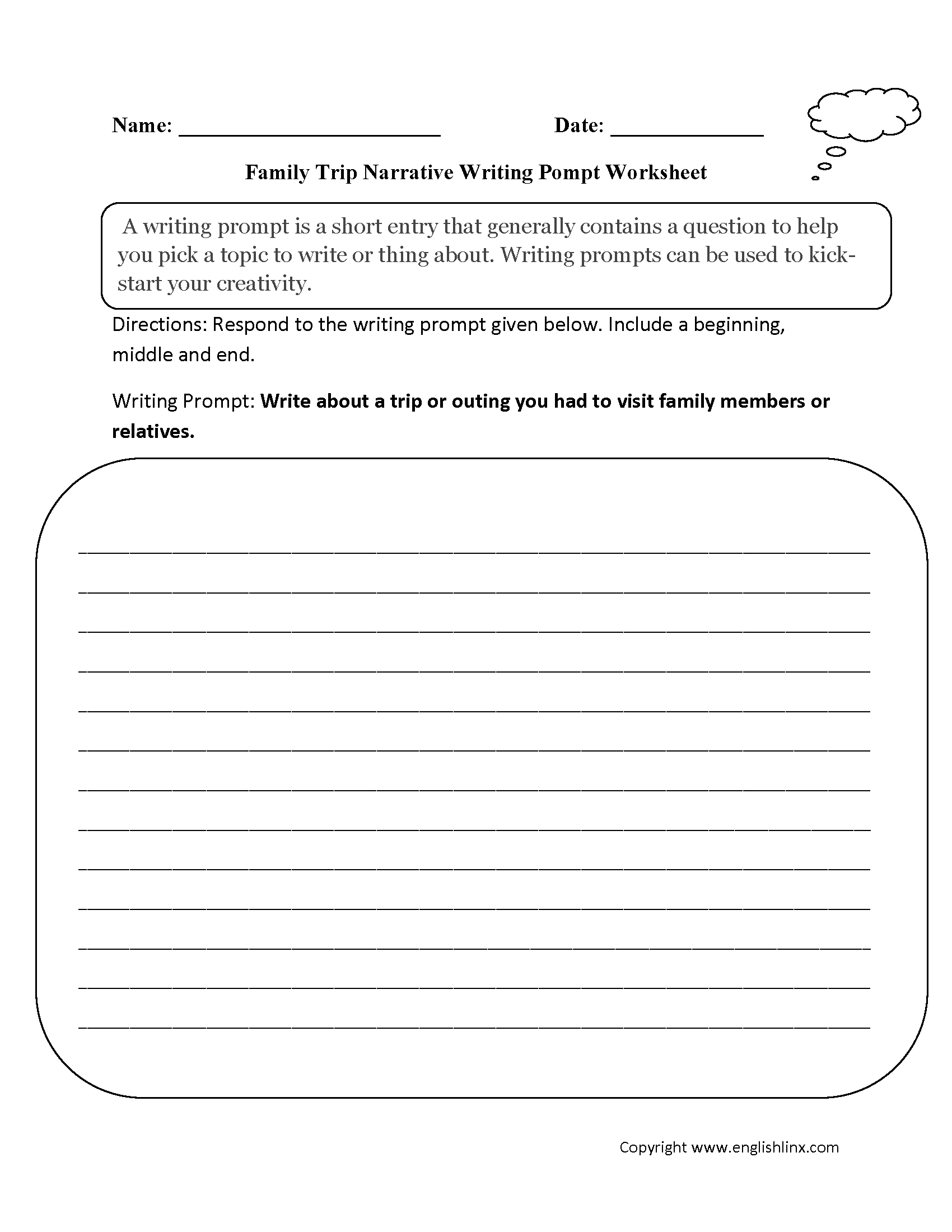 Writing Prompts Worksheets | Narrative Writing Prompts Worksheets regarding 4Th Grade Writing Worksheets Printable Free
