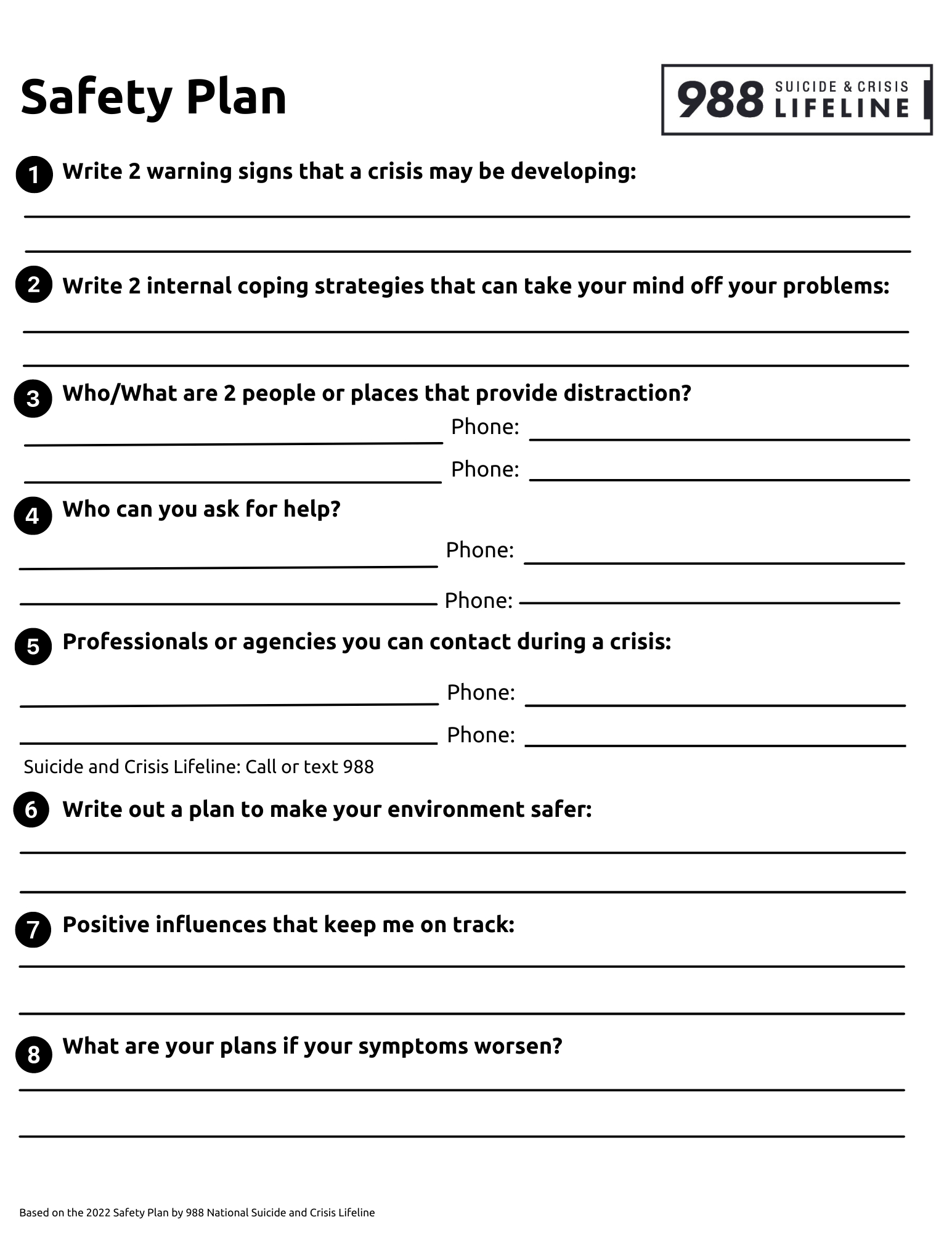 Your Personal Safety Plan Worksheet - Portage Path Behavioral Health in Free Printable Safety Worksheets
