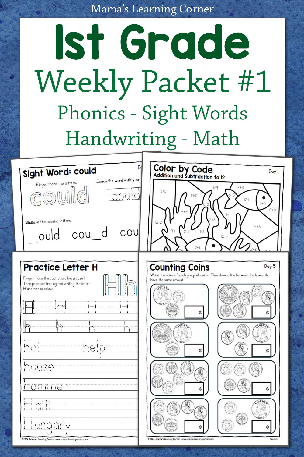 1St Grade Summer Review Worksheets – Week 1 - Mamas Learning Corner intended for First Grade Worksheets Free Printable