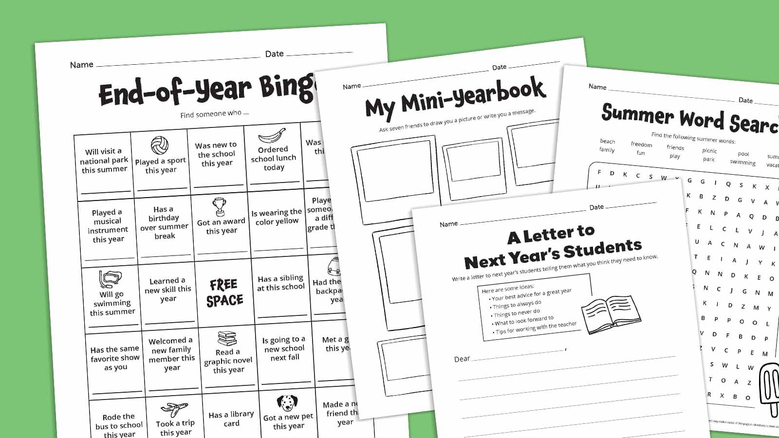 Free Last-Day-Of-School Printables inside Free Printable End of Year Worksheets