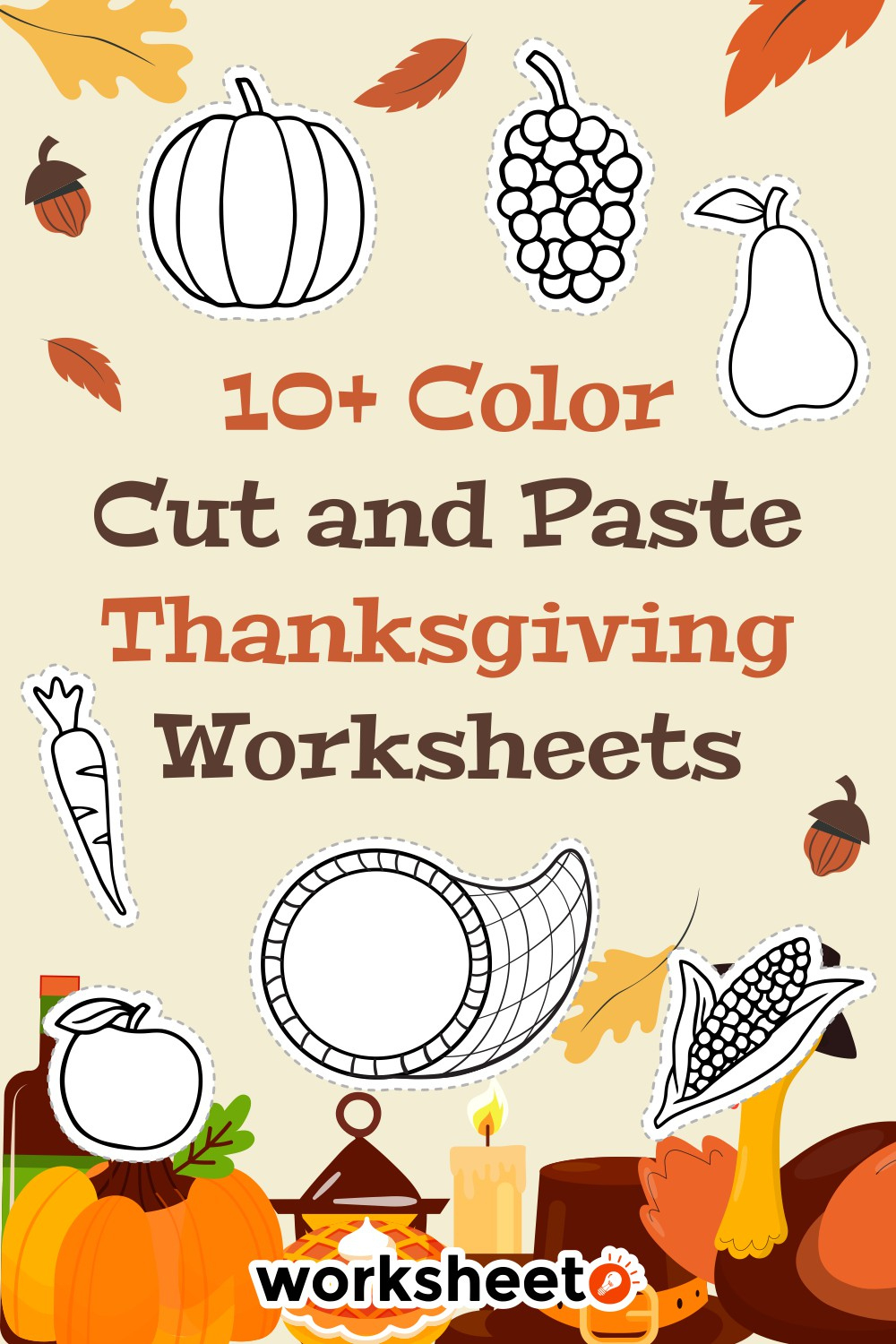 11 Color Cut And Paste Thanksgiving Worksheets - Free Pdf At regarding Color Cut and Paste Thanksgiving Worksheets