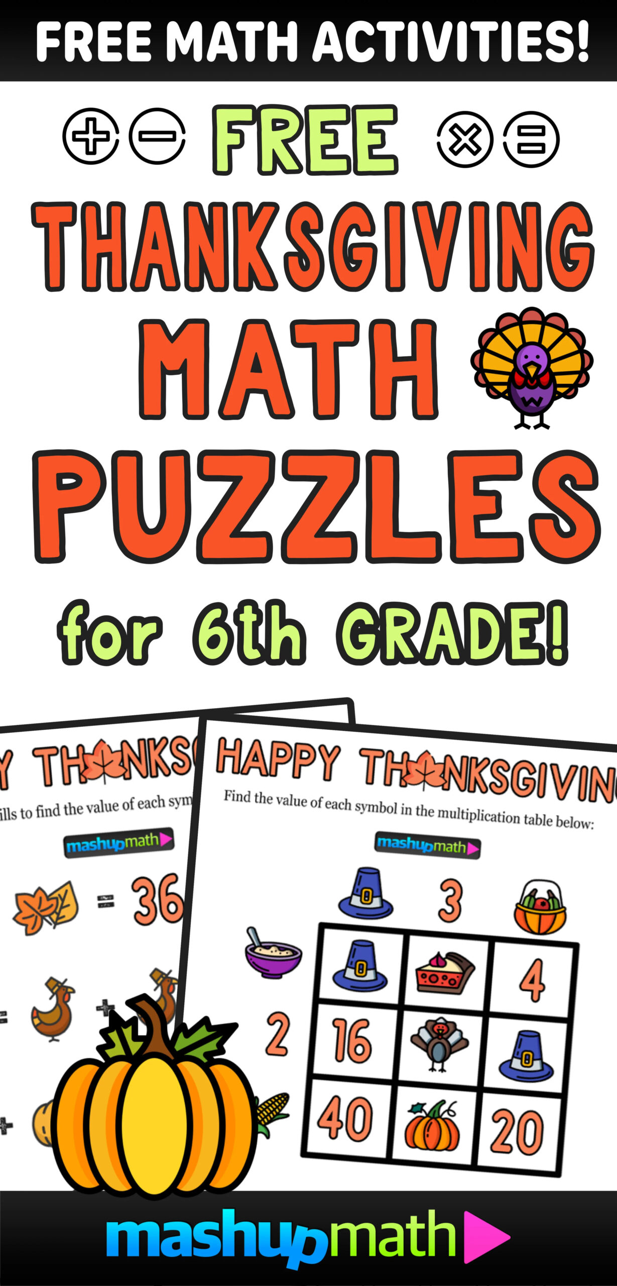 12 Thanksgiving Math Activities For Grades 1-8 — Mashup Math intended for 4th Grade Thanksgiving Math Worksheets