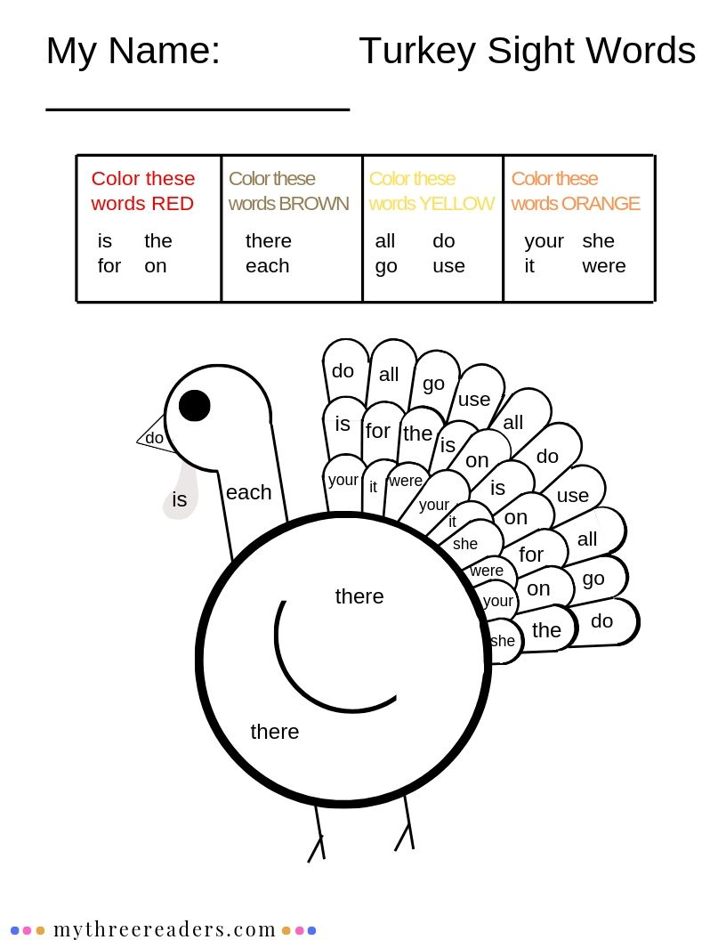15 Must-Try Printable Fall Sight Word Activities With Turkeys regarding Thanksgiving Sight Word Worksheets