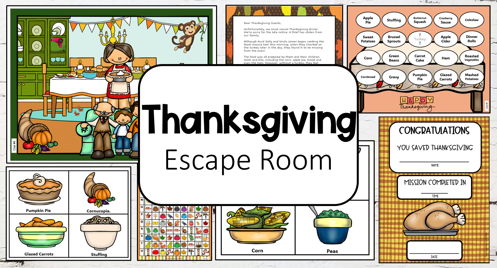 Best Free Thanksgiving Escape Room (Free Printable) pertaining to Uncle Sam&amp;amp;#039;s Thanksgiving Dinner Worksheet Answers
