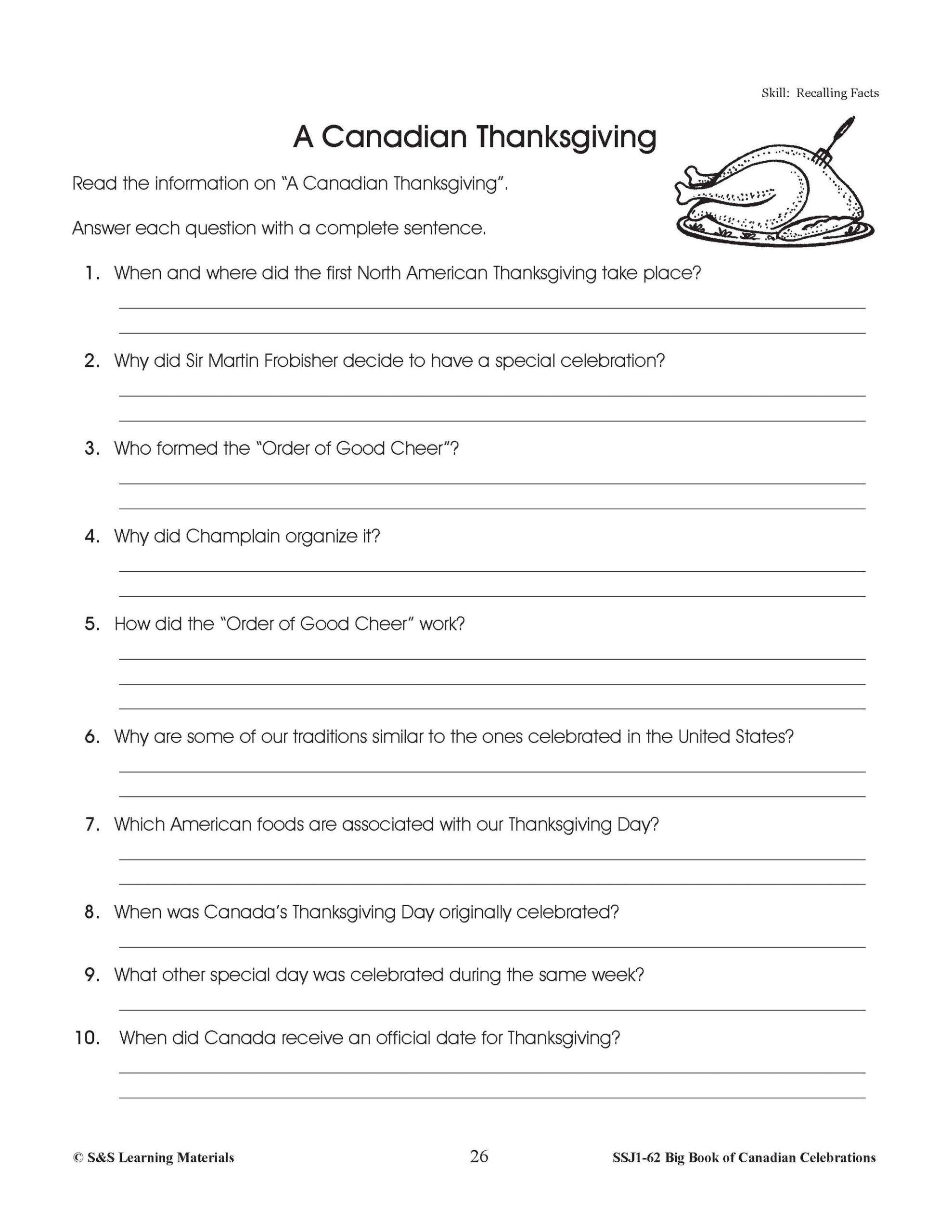 Canadian Thanksgiving - Worksheets Library intended for Canadian Thanksgiving Worksheets