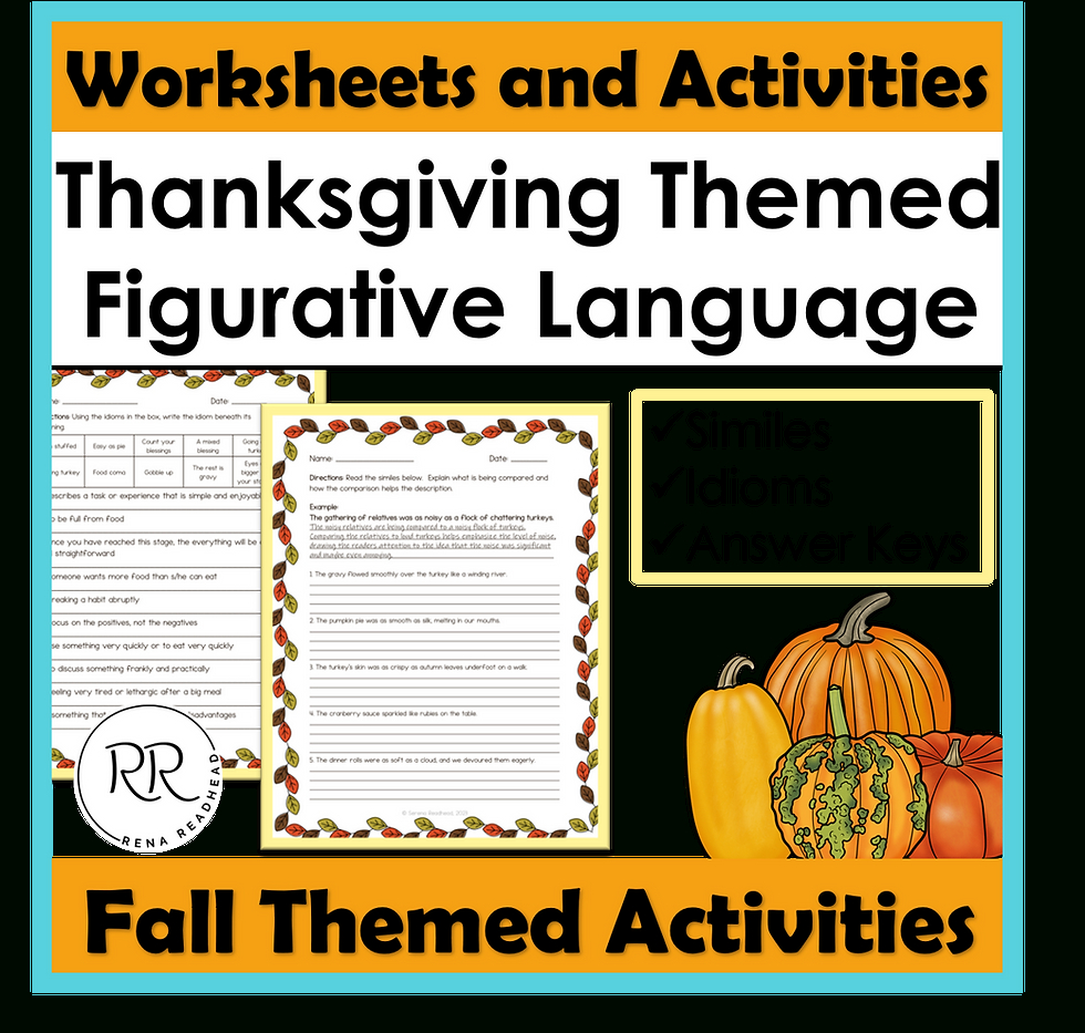 Feasting On Words: 7 Thanksgiving Figurative Language Activities intended for Thanksgiving Figurative Language Worksheets